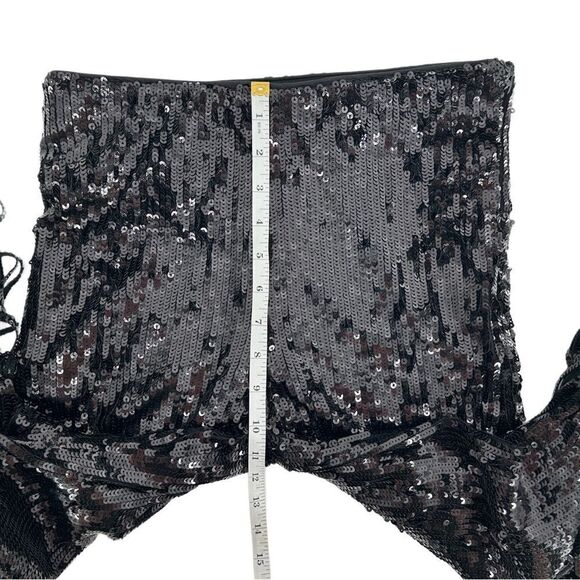 H&M Studio S/S 2021 Fringed Meshed Sequin Black Trousers Size 2 - Picture 9 of 11